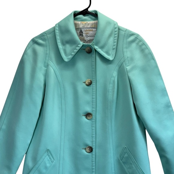 London Fog Vintage Aqua Blue/Green Trench Raincoat. Size 8R - Picture 3 of 16